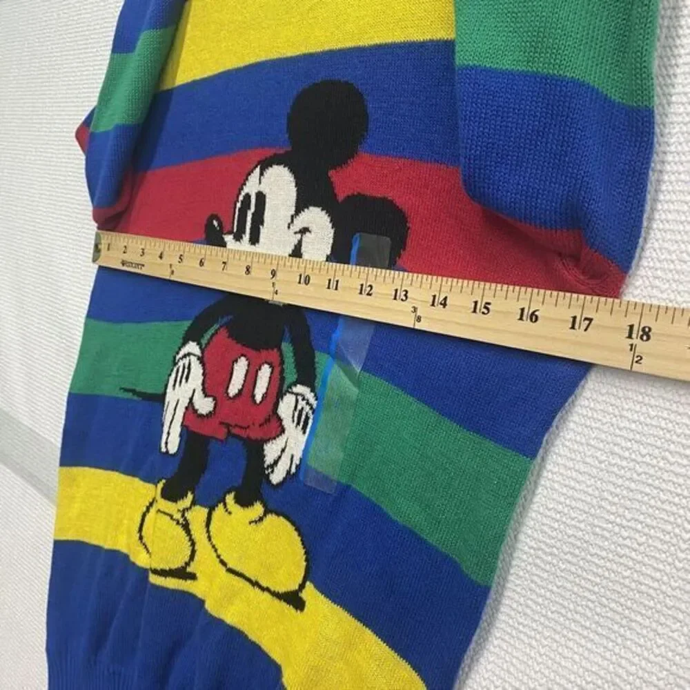 Disney 100 Mickey Mouse Multi Color Striped Knit Sweater Youth Kids‎ L  Pullover